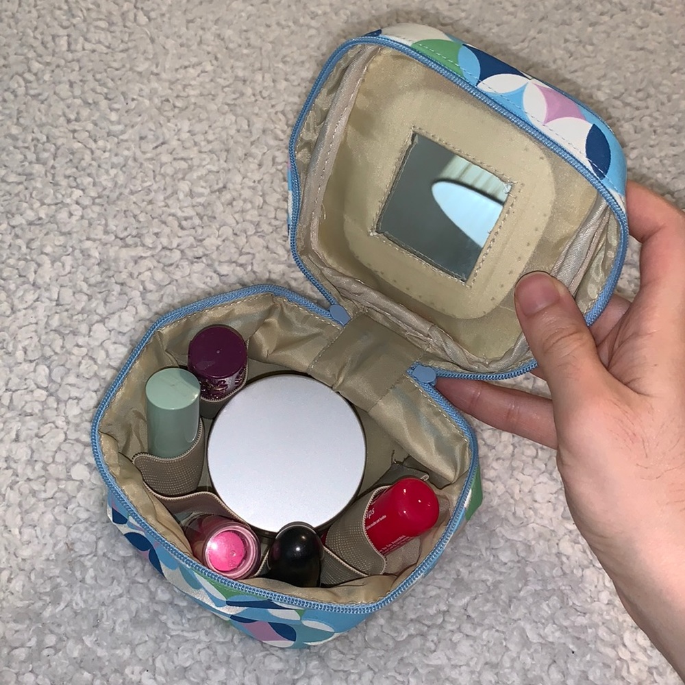 Small Blue Colorful Makeup Bag